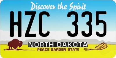 ND license plate HZC335