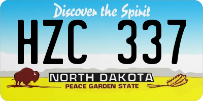 ND license plate HZC337