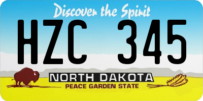 ND license plate HZC345