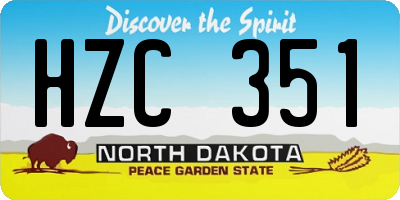 ND license plate HZC351