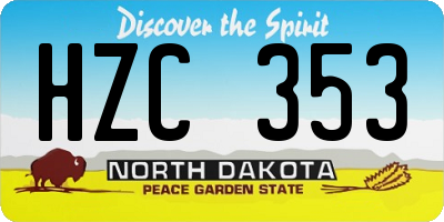ND license plate HZC353