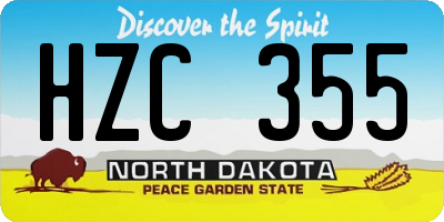 ND license plate HZC355