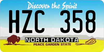 ND license plate HZC358