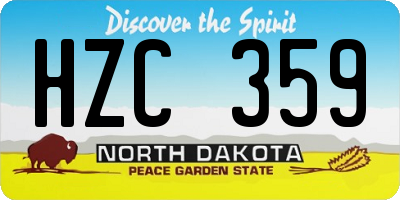 ND license plate HZC359