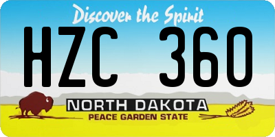 ND license plate HZC360