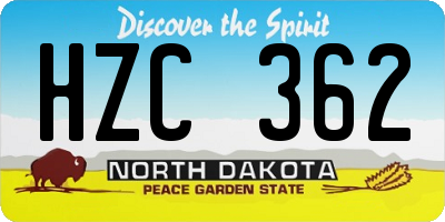 ND license plate HZC362