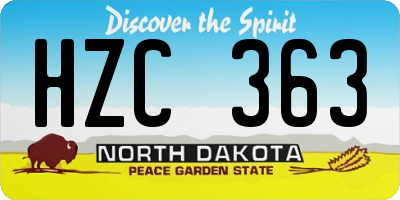 ND license plate HZC363