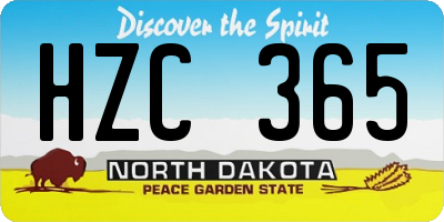 ND license plate HZC365