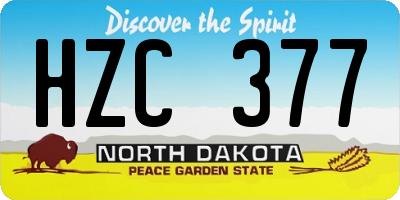 ND license plate HZC377