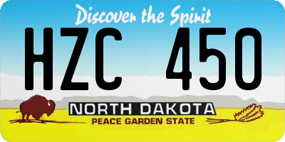 ND license plate HZC450