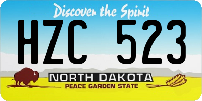 ND license plate HZC523