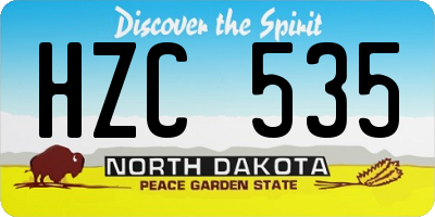 ND license plate HZC535