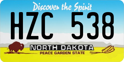 ND license plate HZC538