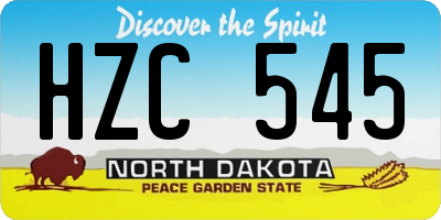 ND license plate HZC545