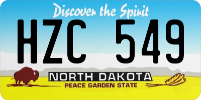 ND license plate HZC549