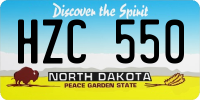 ND license plate HZC550
