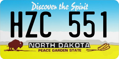 ND license plate HZC551