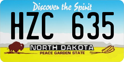 ND license plate HZC635