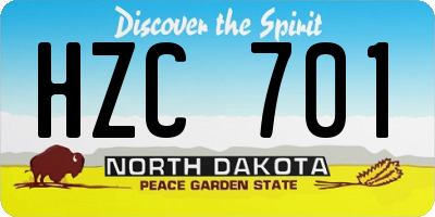 ND license plate HZC701