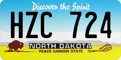 ND license plate HZC724