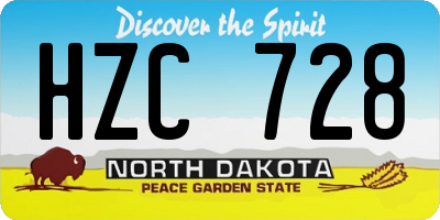 ND license plate HZC728