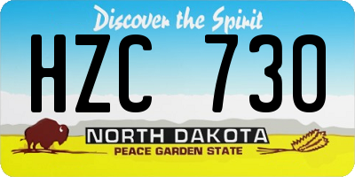 ND license plate HZC730