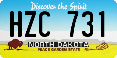 ND license plate HZC731