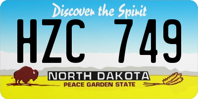 ND license plate HZC749