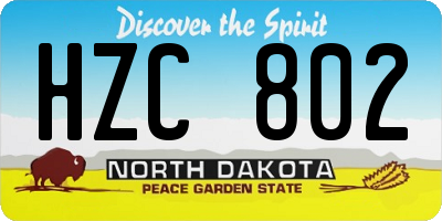 ND license plate HZC802