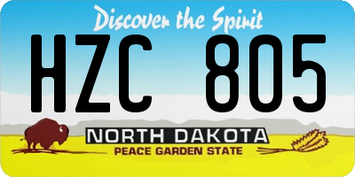 ND license plate HZC805