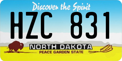 ND license plate HZC831