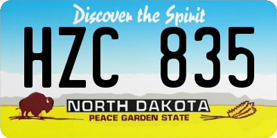 ND license plate HZC835