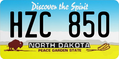 ND license plate HZC850