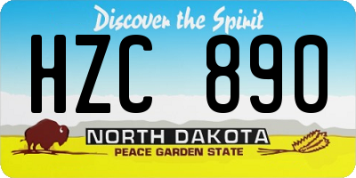 ND license plate HZC890
