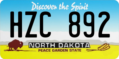 ND license plate HZC892