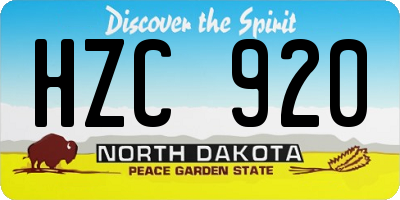 ND license plate HZC920