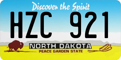 ND license plate HZC921