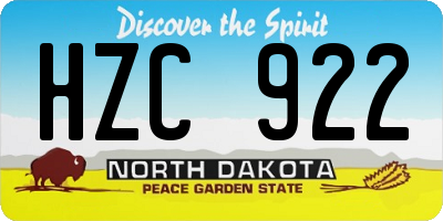 ND license plate HZC922