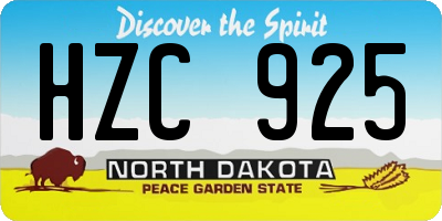 ND license plate HZC925