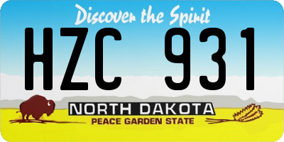 ND license plate HZC931
