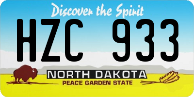ND license plate HZC933