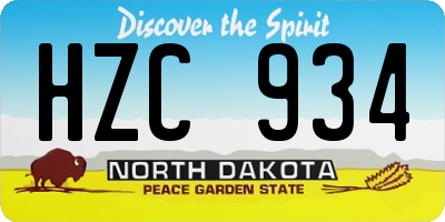 ND license plate HZC934