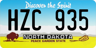 ND license plate HZC935