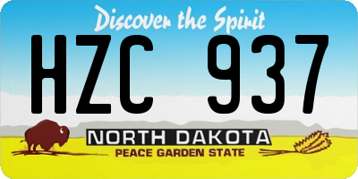 ND license plate HZC937