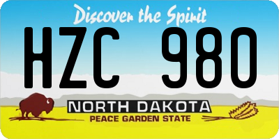 ND license plate HZC980