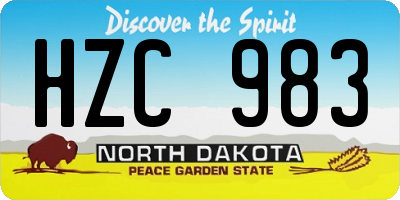 ND license plate HZC983