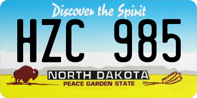 ND license plate HZC985