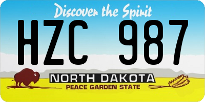 ND license plate HZC987