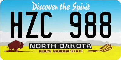 ND license plate HZC988
