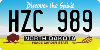 ND license plate HZC989